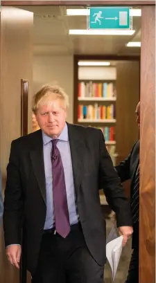 ??  ?? Boris Johnson before his speech. Photo: Dominic Lipinski/PA