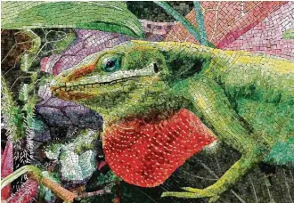  ?? Courtesy photo ?? A detail of Dixie Friend’s new Midtown Park mosaic wall shows a native anole.