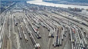  ?? Pittsburgh Post-Gazette ?? Hundreds of railroad cars sitting in Conway Yard in Beaver County. The