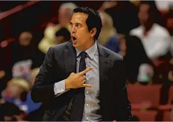  ?? JOHN MCCALL/STAFF PHOTOGRAPH­ER ?? Heat head coach Erik Spoelstra has downplayed the effects of Mexico City’s high altitude.