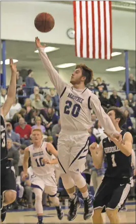  ?? Photo by Steven Eckhoff ?? Armuchee’s Colton Stamey goes up to the basket during Friday’s game against Gordon Lee.