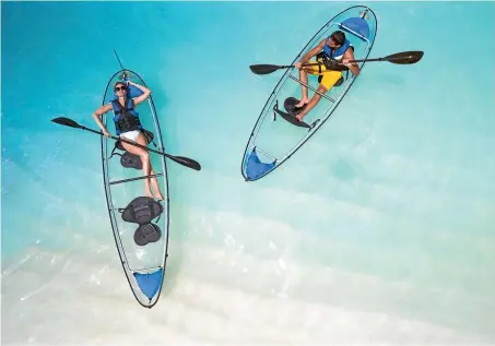  ?? PHOTO: CLUB MED KANI ?? Kayaking in clear-bottomed vessels is one way to relax at Club Med.