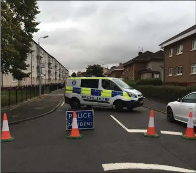  ??  ?? Quarrywood Road in Barmulloch was cordoned off by police as inquiries into the man’s death continued