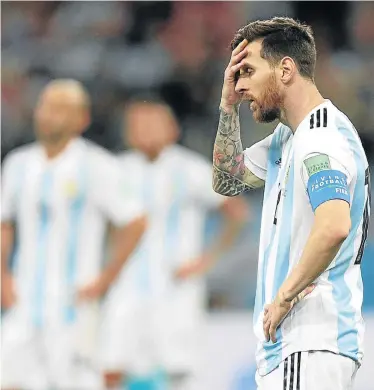  ?? Picture: ADAM PRETTY/GETTY IMAGES ?? AT A LOSS: Lionel Messi, of Argentina, looks dejected following his side’s defeat in the Group D match against Croatia at the Nizhny Novgorod Stadium in Russia yesterday