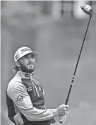  ?? Sunday. SCOTT TAETSCH/USA TODAY SPORTS ?? Max Homa plays his shot from the seventh tee during the final round of the Wells Fargo Championsh­ip on