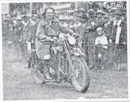  ?? ?? In Holland, Gwen was invited to ride around a grasstrack circuit on her New Imperial. She said: “I am bound to admit that I was glad when the ordeal was over!”