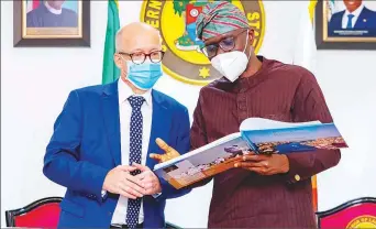  ??  ?? Lagos State Governor Babajide Sanwo- Olu ( right); Ambassador of Finland to Nigeria, Dr. Jyrki Pulkkinen, during a courtesy visit to the governor at Lagos House… yesterday.