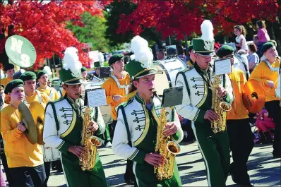  ?? File photo by Ernest A. Brown ?? The North Smithfield High School marching band performs during a past year’s Autumnfest parade. This year’s festival was called off this week for the first time in 42 years.