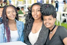  ?? Picture: EUGENE COTZEE ?? FESTIVAL QUEENS: Friends, from left, Siba Ntusikazi, Sinethemba Matokazi and Lutho Mankomo enjoyed the second annual Imibala Arts Festival at the Grand Hotel on Saturday