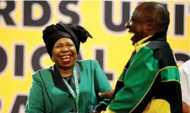  ?? PICTURE: AYANDA NDAMANE/AFRICAN NEWS AGENCY/ANA ?? STILL COMRADES: Nkosazana Dlamini Zuma and Cyril Ramaphosa at the ANC’s 54th national conference at the Nasrec Expo Centre near Soweto.