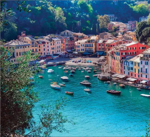  ?? ?? Portofino’s colourful harbour and, right, the aptly-named Splendido