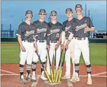  ?? Tim Godbee ?? These five Calhoun High School senior baseball players have been through quite a season with the Yellow Jackets having undergone a coaching change and suffered through some tough times lately, but this quintet of players is hoping to turn things around when the team starts the 5A playoffs Wednesday night at Decatur.