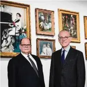  ?? Brett Coomer/Staff photograph­er ?? MFAH’s Gary Tinterow, right, is excited to display the art loaned by Christophe­r Sarofim’s family.