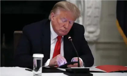  ?? Photograph: Alex Brandon/AP ?? Donald Trump in the state dining room of the White House, Washington DC, June 2020.