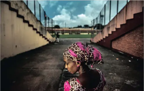  ??  ?? Returning to the national stadium for the first time since she was arrested and abused by security forces on September 28, 2009. PICTURES: TOMMY TRENCHARD/FIDH “I was at the stadium and the soldiers arrested me and sent me to Camp Alpha Yaya Diallo...