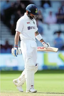  ?? /MICHAEL STEELE / GETTY IMAGES ?? Virat Kohli of India heads back to the pavillion in the Third Test Match against England at Emerald Headingley Stadium in Leeds, England.