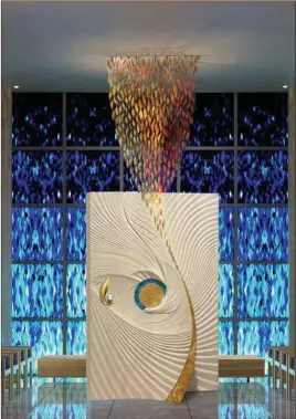  ??  ?? Artesanos Don Bosco Artist Mirco Codenotti created the design for the Blessed Sacrament Chapel shown here in a rendering.