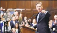  ?? Arnold Gold / Hearst Connecticu­t Media ?? Gov. Ned Lamont delivers the State of the State address to a joint session of the General Assembly in Hartford on Wednesday.