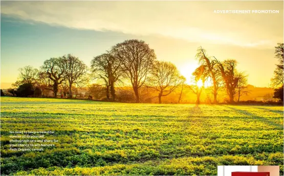  ??  ?? No need to keep a beautiful sunrise all to yourself: photograph one and share for your chance to win Nature’s Path Organic cereals