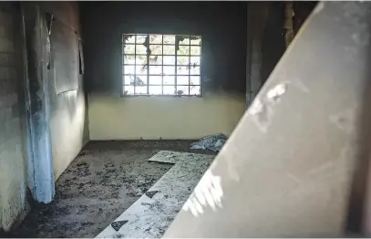  ?? Picture: Jacques Nelles ?? AFTERMATH. The charred contents in the office of councillor Mmina-Tau Marishane of ward 15 in Mamelodi after it was burnt by angry community members of Mamelodi, east of Pretoria, yesterday.