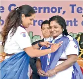  ?? — S. SURENDER REDDY ?? Governor Tamilisai Soundarara­jan (right) and former TRS MP K. Kavitha at an event organised at a school on the occasion of Bharat Scouts and Guides Flag Day in Hyderabad on Thursday.