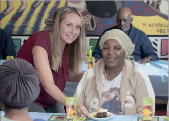  ??  ?? Cindy Norcutt at one of the ‘Bless a Granny’ projects with Philisiwe Dlomo from the Issy Geshen Lamont Home.