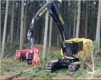  ??  ?? The newly developed SATCO 3L2T, seen here on a Tigercat 855E working with Waipine Holdings, near Bulls, that owner, Aaron, says is felling and processing, with little idle time.