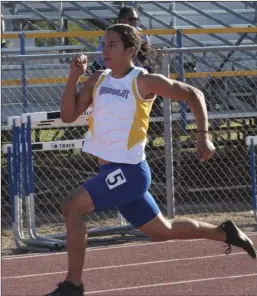  ?? PHOTO ?? Garcia competes in the 200-meter dash in a home meet against Southwest High earlier this season. KARINA LOPEZ