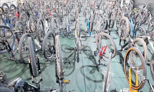  ?? PHOTO / NZ POLICE ?? Some of the 285 bicycles recovered from across Wellington by police after they executed a number of search warrants as part of Operation Trump Card.