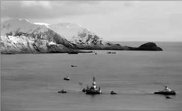  ?? ASSOCIATED PRESS ?? THE FLOATING DRILL RIG KULLUK in Kodiak Island, Alaska’s Kiliuda Bay is seen in this Jan. 7, 2013 file photo. The House has approved legislatio­n that would permanentl­y bar drilling off the Atlantic and Pacific coasts and extend a moratorium on drilling off Florida’s west coast.