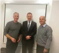  ?? (Medibrane) ?? (FROM RIGHT): Medibrane CEO Elad Einav; resonetics director Michel Reimer; and CTO Amir Kraitzer.