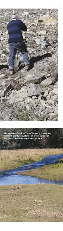  ??  ?? Our luck wasn’t in the day we visited ‘Three Waters’ near Inverell as the area has been heavily mined.
Reddestone Creek at Three Waters is a stunning site with plenty of evidence of previous fossickers (rockhounds) having tried their luck.