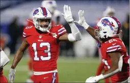  ?? JEFFREY T. BARNES ?? Buffalo Bills wide receiver Gabriel Davis ( 13) celebrates after taking a pass from Josh Allen for a touchdown during the second half of an NFL football game against the Pittsburgh Steelers in Orchard Park, N. Y., Sunday,
