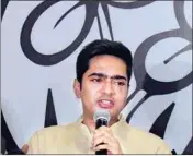  ?? ?? Abhishek Banerjee addressing the media at TMC Bhavan on Thursday