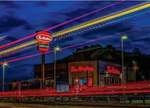  ?? ?? Lachlan Jock Mckechnie got this colourful view of Tim Hortons in Motherwell