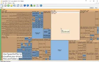  ??  ?? Use SpaceSniff­er to visualise your drive’s files and folders.