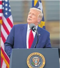  ?? Picture: AP. ?? President Trump tries to drum up support on the campaign trail in North Carolina.