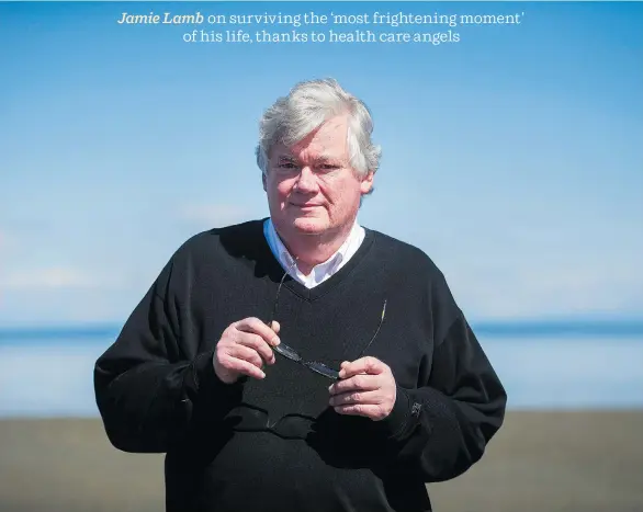  ?? PHOTOS: GERRY KAHRMANN ?? “I knew I was one of the luckiest people in the country. Each time my heart stopped, I was in a place where they could do something about it,” Jamie Lamb writes of his experience with multiple cardiac arrests. Delta Hospital and Royal Columbian...