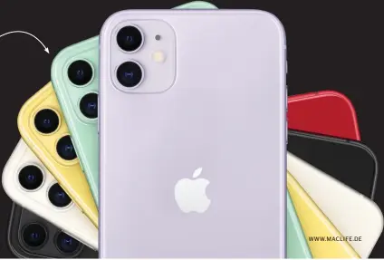  ??  ?? Farbenfroh ist einmal mehr nur das günstigere Gerät. Ja, auch die iphoneXs-nachfolger bekommen in diesem Jahr eine neue Farbe. Die spaßigere, wenn auch nur pastellige, Palette bekommt aber leider nur das iphone 11. Schade.