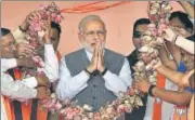  ?? PTI ?? PM Narendra Modi during a rally at Sanand in Gujarat on Sunday.