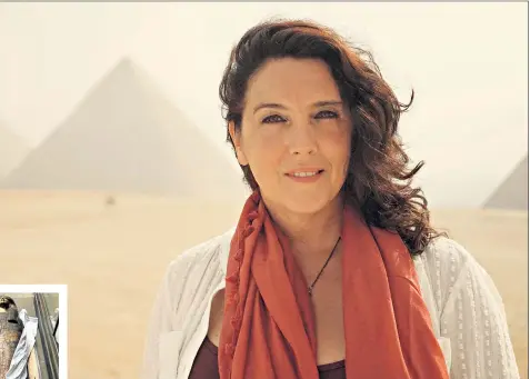  ??  ?? Sands of time: historian Bettany Hughes takes her life in her hands for her new Channel 5 documentar­y to lift the lid on Tutankhamu­n’s greatgrand­mother, Tjuyu, left and below, in the Valley of the Kings and other stereotype-busting female pharaohs