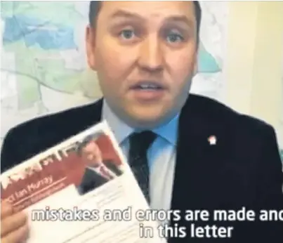  ?? Picture: Deadline News. ?? Labour MP Ian Murray made a video clip apologisin­g for the mistake.