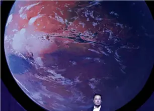  ?? Reuters ?? SpaceX CEO Elon Musk unveils his plans to colonise Mars during the Internatio­nal Astronauti­cal Congress in Mexico. —