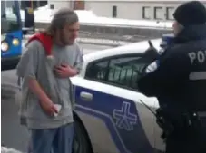 ?? YOUTUBE ?? A police officer’s comments to a homeless man were described by a police spokesman as “unacceptab­le” and “inexplicab­le.”