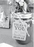  ?? Hello Production­s via AP ?? This 2013 photo shows apple butter in a mason jar created as a wedding favor.