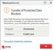  ??  ?? Maximum Security’s data protection in action.