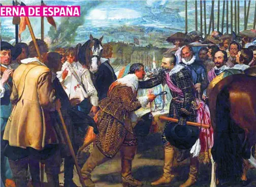  ??  ?? «La rendición de Breda», de Velázquez, retrata uno de los momentos clave de este periodo