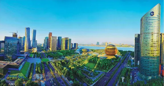  ?? PHOTOS PROVIDED TO CHINA DAILY ?? A panoramic view of the Qianjiang New City, a newly developed district in Hangzhou, Zhejiang province.