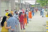  ?? SAKIB ALI/HT PHOTO ?? People queued up for the vaccine shot at Sanjay Nagar Hospital in Ghaziabad on Monday.