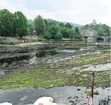  ?? ?? Il fiume Il Po quasi in secca con sempre meno acqua